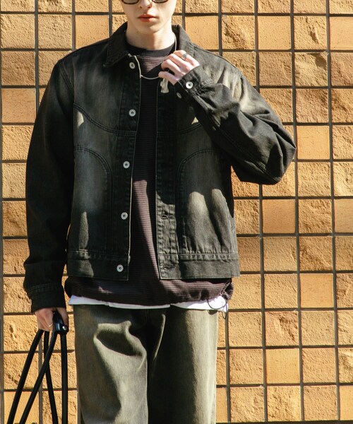 SENSE OF PLACE by URBAN RESEARCH(センスオブプレイスバイアーバンリサーチ)の「『ユニセックス』『セットアップ対応』ヴィンテージライクデニムブルゾン(デニムジャケット・メンズ・D.INDIGO/BLACK・M/L)」の4枚目の写真