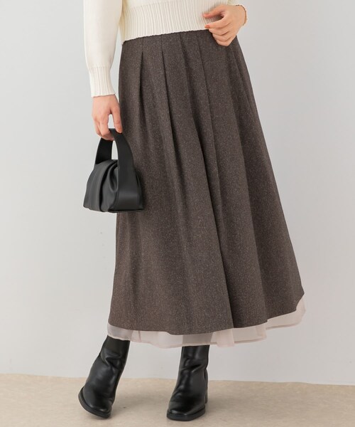 URBAN RESEARCH ROSSO（アーバンリサーチロッソ）の「F by ROSSO　ツイードライクフレアスカート（スカート・レディース・C/GRAY ST/BROWN・36/38）」の2枚目の写真