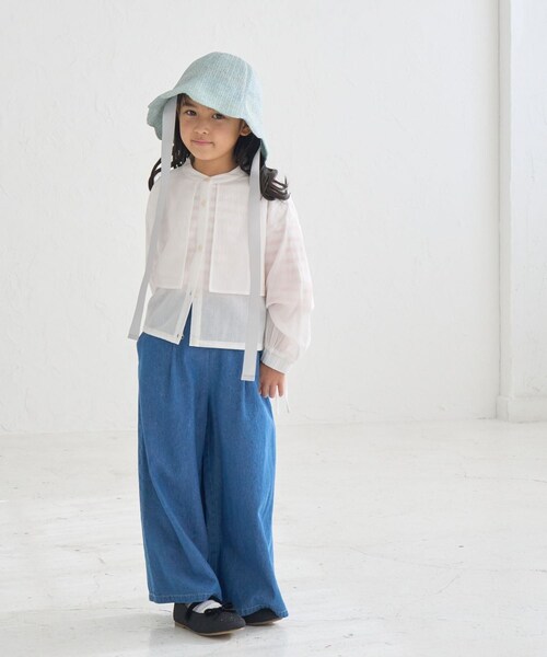 ROPE' PICNIC（ロペピクニック）の「【KIDS/キッズ】【接触冷感・通気性】お着軽シャツシリーズ/綿ボイルシャツ/リンクコーデ（Tシャツ/カットソー・キッズ・オフホワイト/ピンク・L/M/S）」の12枚目の写真