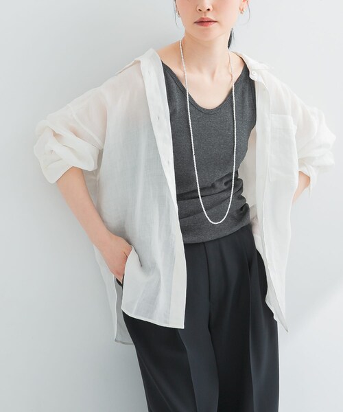 URBAN RESEARCH（アーバンリサーチ）の「『別注』Miller×URBAN RESEARCH　Prib Cami tank（キャミソール・レディース・IVORY/NVY BORDER/CHARCOAL・FREE）」の10枚目の写真