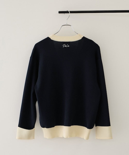VIS(ビス)の「【POLO BCS】VIS別注バイカラーVネックニットカーディガン(カーディガン/ボレロ・レディース・ネイビー/ワイン・F)」の5枚目の写真