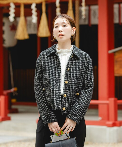 URBAN RESEARCH ROSSO（アーバンリサーチロッソ）の「F by ROSSO　ベロアツイードジャケット（テーラードジャケット・レディース・GRAY/BLACK・FREE）」の8枚目の写真