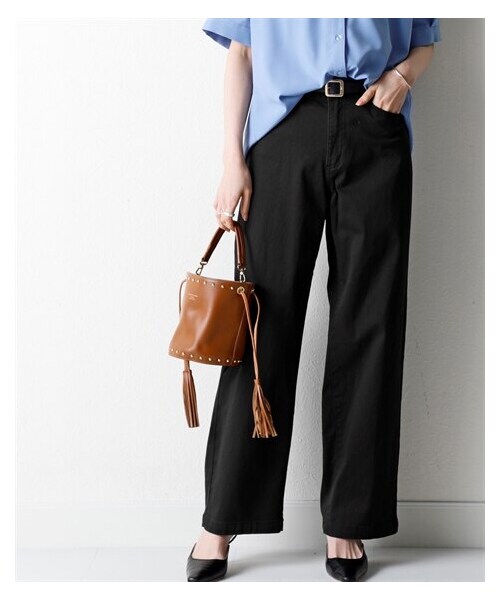 nissen（ニッセン）の「ゆるフィットワイドパンツ（股下68cm）＜大きいサイズ有＞（パンツ・レディース・黒/カーキ/ライトベージュ/オフホワイト/モカチャコール/ダークグリーン/モーブピンク/パープル/オレンジブラウン・S/M/L/LL/3L/4L/5L/6L/8L/10L）」の20枚目の写真