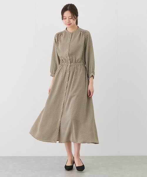 Jayro（ジャイロ）の「前開き幾何学柄ワンピース（ワンピース・レディース・ブラック/オフホワイト/レンガ系・M）」の10枚目の写真