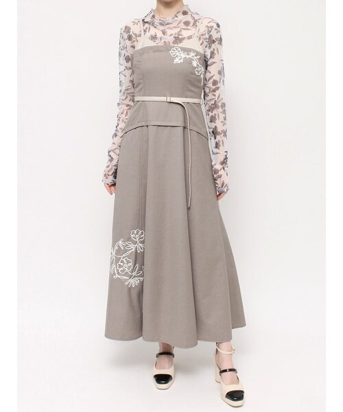 dazzlin（ダズリン）の「レイヤードレンブロイダリーフラワーアートワンピース（ジャンパースカート・レディース・アイボリー/グレー/パープル・S/M）」の8枚目の写真