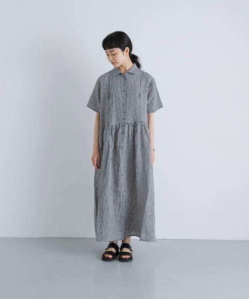 かぐれ(カグレ)の「SOIL GINGHAM CHECK SHORT-SLEEVE DRESS(ワンピース・レディース・BLACK・2)」の8枚目の写真