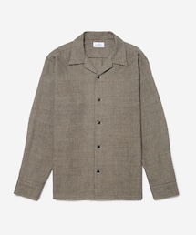 Open Collar Cotton Wool Twill Check L/S Shirt