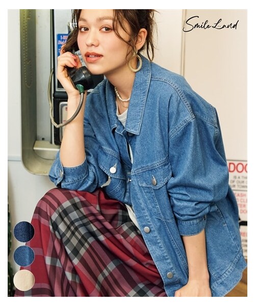 nissen（ニッセン）の「大きいサイズ ビッグシルエットGジャン（ジャケット/アウター・レディース・インディゴ/アイボリー/サックス・L/LL/3L/4L/5L/6L/8L/10L）」の5枚目の写真