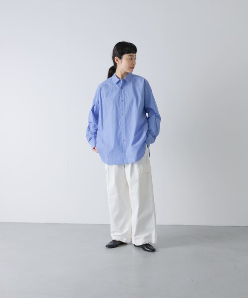 かぐれ（カグレ）の「ハイツイストコットンレギュラーシャツ（シャツ/ブラウス・レディース・BLUE/NAVY・Free）」の6枚目の写真