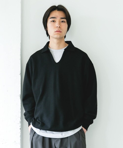 URBAN RESEARCH DOORS(アーバンリサーチドアーズ)の「TOMPKINS裏毛 スキッパースウェット(スウェット・メンズ・GREIGE/BLACK/NAVY・M/L)」の8枚目の写真