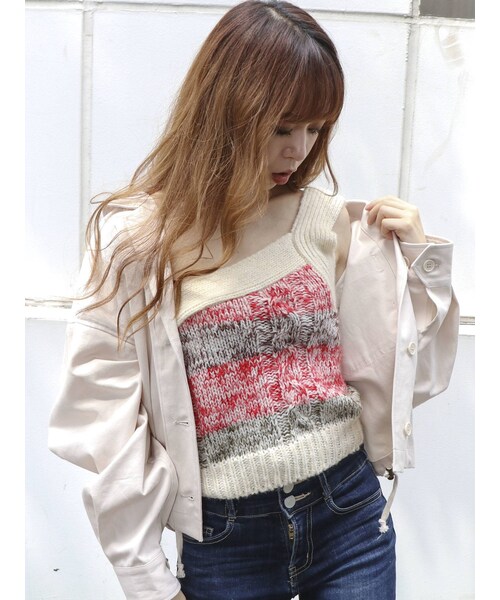 dazzlin（ダズリン）の「マルチカラーワンショルビスチェ（その他トップス・レディース・グレー/オフホワイト/ブルー/ベージュ・F）」の4枚目の写真