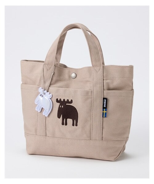 nissen（ニッセン）の「moz（モズ）　多収納ミニキャンバストートバッグ（リフレクター付）（トートバッグ・メンズ・ブラック×ホワイト/ネイビーストライプ(ヒッコリー)/グレー/スモーキーグリーン・Y）」の2枚目の写真