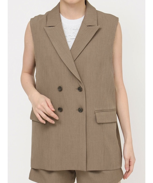 MURUA（ムルーア）の「ピークドラペルダブルミドルジレ（ベスト・レディース・グレー/ブラック/ネイビー/モカ/オレンジ・F）」の21枚目の写真