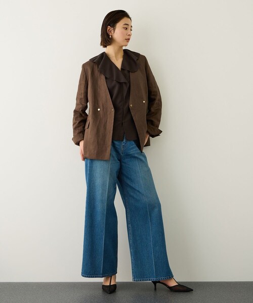 ROPE'(ロペ)の「リネンライクフリルカラーブラウス/セットアップ対応・イージーケア(シャツ/ブラウス・レディース・ベージュ/ダークブラウン・36/38)」の20枚目の写真