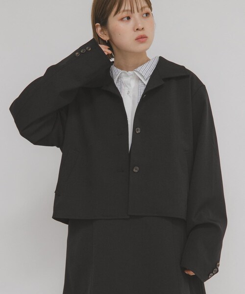 KBF（ケイビーエフ）の「コンパクトBOXジャケット（テーラードジャケット・レディース・D.BROWN/BLACK・one）」の10枚目の写真