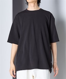 nissen | 肌離れがよいオーバーサイズ裾ボタン付5分袖Tシャツ【大きいサイズ有】　吸汗速乾・UVカット(Tシャツ/カットソー)