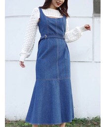 MERCURYDUO | バックプリーツデニムキャミジャンスカ(ワンピース)