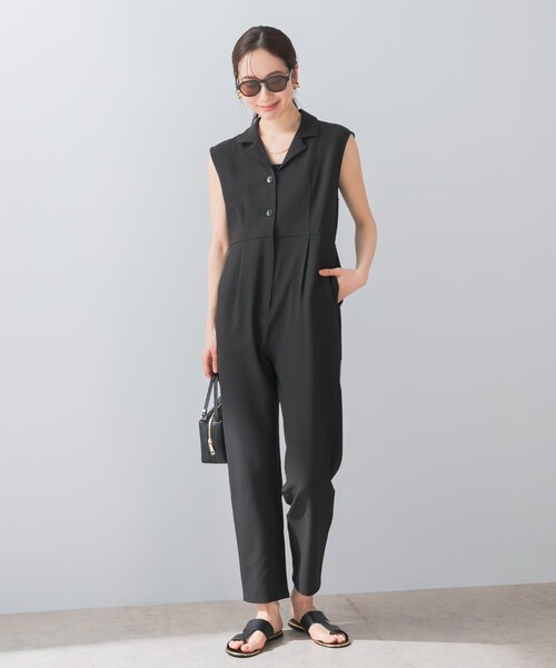 URBAN RESEARCH ROSSO(アーバンリサーチロッソ)の「『UR TECH DRYLUXE』F by ROSSO オープンカラーオールインワン(サロペット/オーバーオール・レディース・BLACK/BEIGE/MOCHA・34/36/38)」の6枚目の写真
