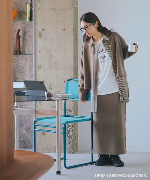 URBAN RESEARCH DOORS(アーバンリサーチドアーズ)の「『仁村紗和さん着用』『UR TECH 200日ニット』ストレートスカート(スカート・レディース・MOCHA/BLACK・M)」の2枚目の写真