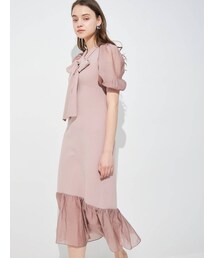 MERCURYDUO | 異素材スリーブボウタイニットワンピース(ワンピース)