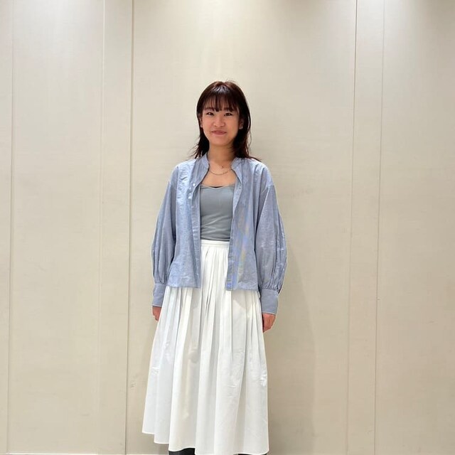 スカート リネンポプリン イージーワイドスカート