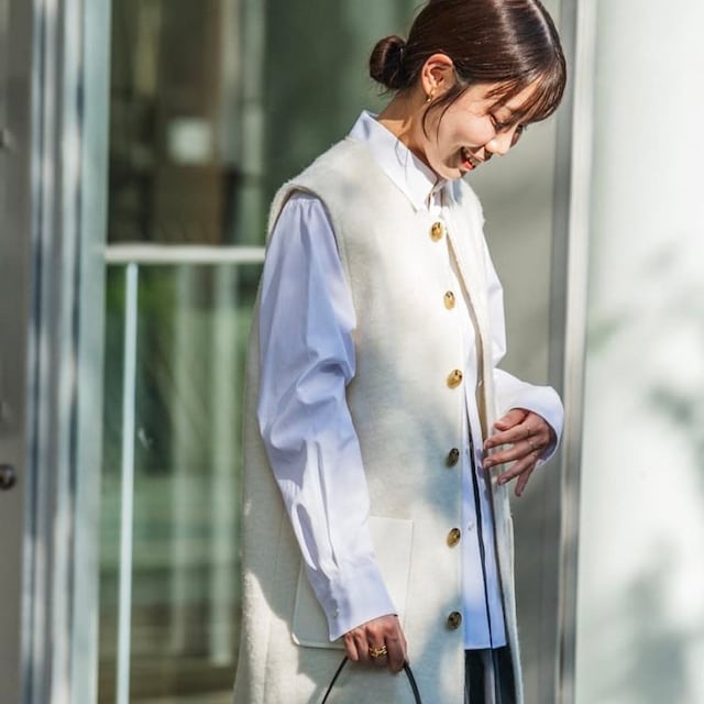 マカフィー　シープパイルクルーネックジレ MACPHEE（マカフィー）の「シープパイル クルーネックジレ