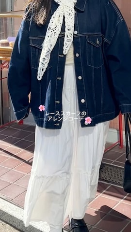 「GU（ジーユー）のアイテム（ストール/ショール）」を使った、tomokaさん（レディース・157cm）の春コーディネート