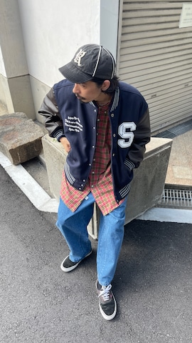 「アイテム（スタジャン）」を使った、Genki Nakamuraさん（メンズ・179cm）の秋コーディネート
