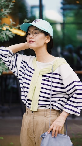 「CLEDRAN（クレドラン）の【本革】CL3542 TANTE PURSE SHOULDER コンパクト ポシェット（ショルダーバッグ）」を使った、yukiさん（レディース・152cm）の夏コーディネート