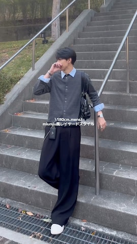 「アイテム（コインケース）」を使った、Harutoさん（メンズ・180cm）の秋コーディネート