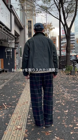 「Barbour（バブアー）のアイテム（ステンカラーコート）」を使った、Leeさん（メンズ・174cm）の冬コーディネート