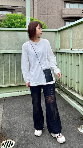 パッチワークレースパンツを使った人気ファッション