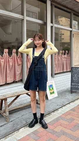 「ショートパンツ」｜「アイテム（オールインワン・サロペット）」を使った、ゆづきさん（レディース・160cm）の夏コーディネート