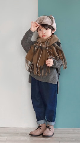 「GU」｜Ｒ兄弟さん（キッズ・100cm）の冬コーディネート