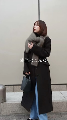 「アイテム（ノーカラーコート）」を使った、natsuさん（レディース・163cm）の冬コーディネート