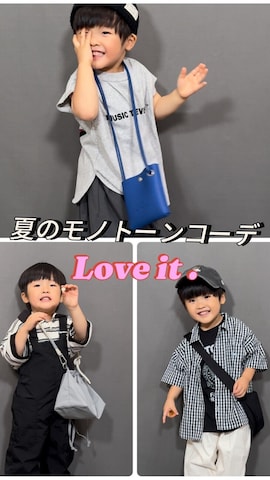「アイテム（ポロシャツ）」を使った、YU⭐︎さん（キッズ・90cm）の夏コーディネート