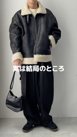 「アイテム（ムートンコート）」を使った、WEGOさん（メンズ・175cm）の冬コーディネート