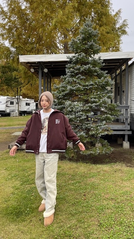 「アイテム（スタジャン）」を使った、AMOさん（レディース・168cm・30代）の秋コーディネート