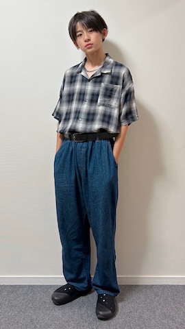「アイテム（ベルト）」を使った、RiY☺︎さん（キッズ・156cm）の夏コーディネート
