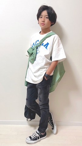 「アイテム（アナログ腕時計）」を使った、RiY☺︎さん（キッズ・146cm）の夏コーディネート
