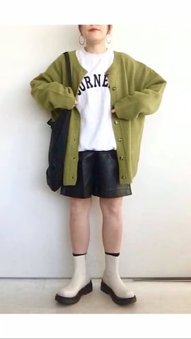 「ANGIE（アンジー）の2WAYオーバーサイズカラーカーディガン（カーディガン/ボレロ）」を使った、SACHIさん（レディース・150cm）の秋コーディネート