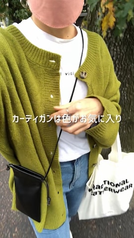 「ANGIE（アンジー）の2WAYオーバーサイズカラーカーディガン（カーディガン/ボレロ）」を使った、SACHIさん（レディース・150cm）の秋コーディネート