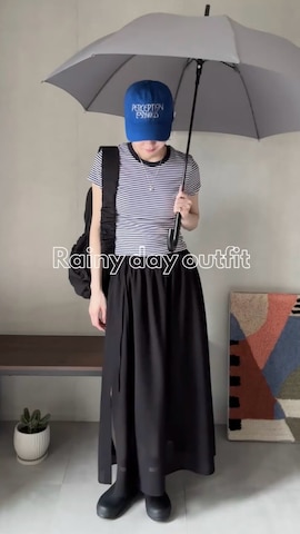 「アイテム（長傘）」を使った、ひなさん（レディース・165cm）の夏コーディネート
