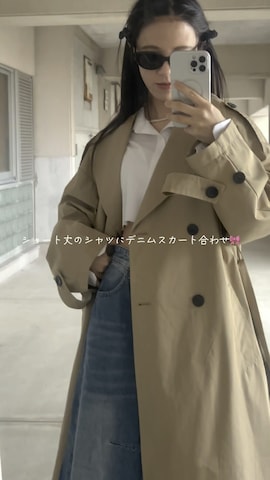「ZARA（ザラ）のアイテム（トレンチコート）」を使った、skmtmloさん（レディース・159cm）の春コーディネート