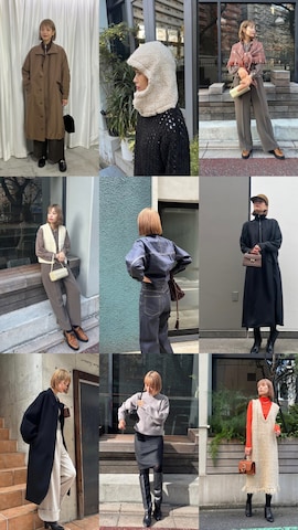 「アイテム（ネックウォーマー/スヌード）」を使った、吉田歩美さん（レディース・174cm）の秋コーディネート