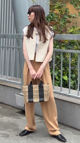 「FREAK'S STORE（フリークスストア）のアイテム（ベスト）」を使った、MINAEさん（レディース・160cm）の夏コーディネート