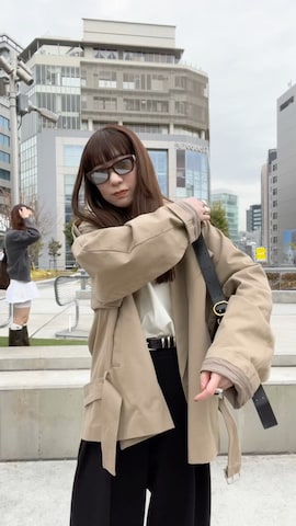 「アイテム（トレンチコート）」を使った、MINAEさん（レディース・160cm）の春コーディネート
