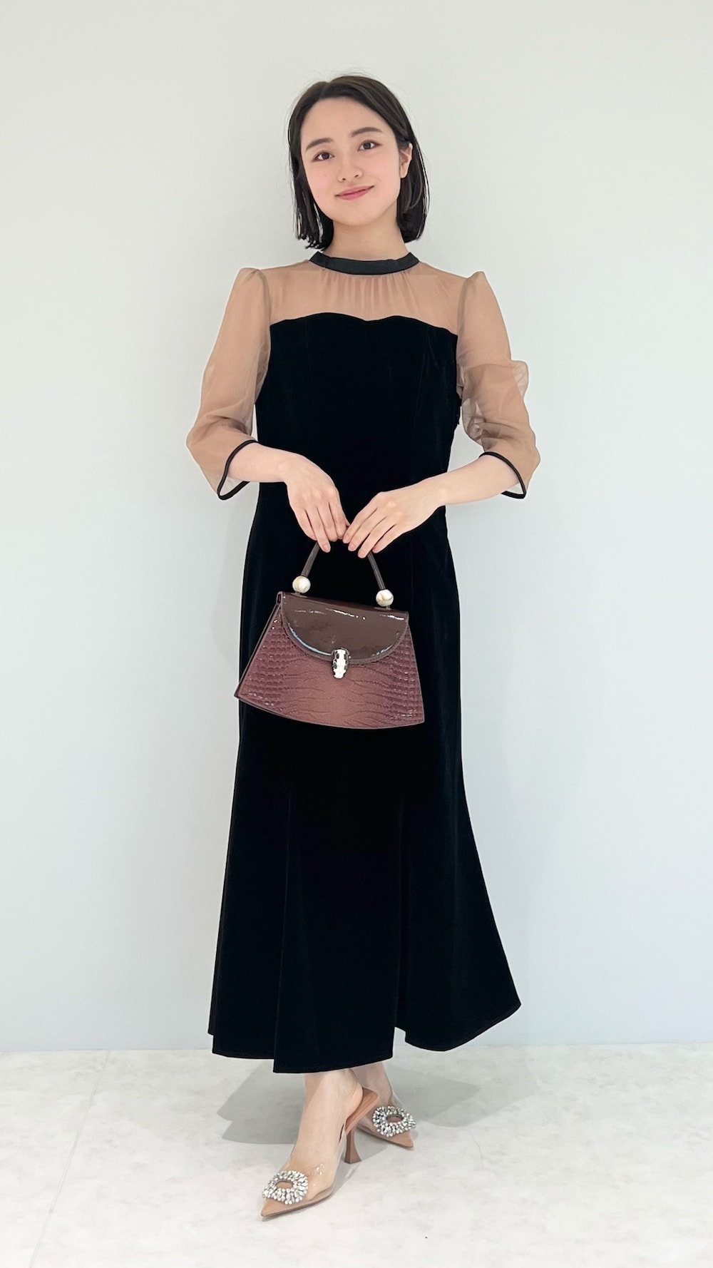 LEJA】バックリボン美脚効果シアー切り替えマーメイドフレ