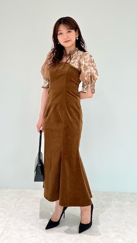 LEJA】花柄ボレロマーメイドワンピースセットアップロング