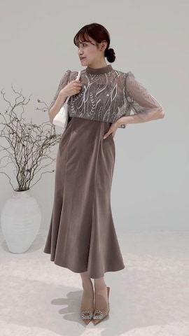 LEJA】ケープ風スパンコール刺繍ボレロマーメイドキャミ